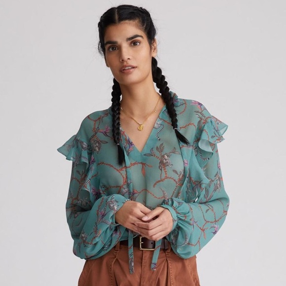 Anthropologie Tops - NWOT Caballero Sheer Ruffled Blouse